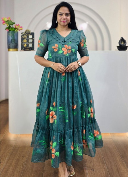 Kalwal Mix Cotton Long Western Wear Gown Dress Exporters In India